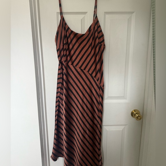 a new day Dresses & Skirts - Black and Brown Striped Midi Asymmetrical Dress